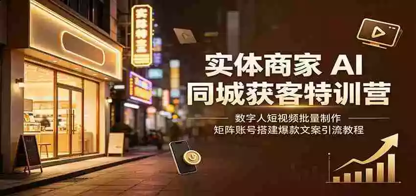 实体商家AI同城获客特训营:数字人短视频批量制作,矩阵账号搭建爆款文案引流教程 实体商家AI同城获客特训营:数字人短视频批量制作,矩阵账号搭建爆款文案引流教程