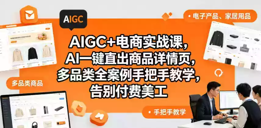 AIGC+电商实战课,AI一键直出商品详情页,多品类全案例手把手教学,告别付费美工(更新0725) AIGC+电商实战课,AI一键直出商品详情页,多品类全案例手把手教学,告别付费美工(更新0725)