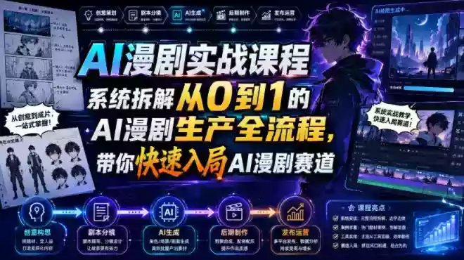 AI漫剧实战课程,系统拆解从0到1的AI漫剧生产全流程,带你快速入局AI漫剧赛道 AI漫剧实战课程,系统拆解从0到1的AI漫剧生产全流程,带你快速入局AI漫剧赛道