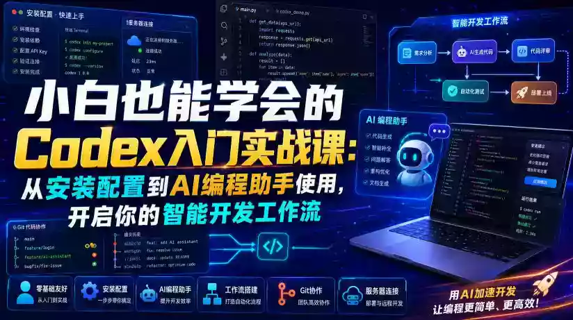 小白也能学会的Codex入门实战课:从安装配置到AI编程助手使用,开启你的智能开发工作流 小白也能学会的Codex入门实战课:从安装配置到AI编程助手使用,开启你的智能开发工作流