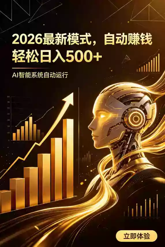 AI智能广告,自动賺钱新模式,轻松日入500+,主业副业都可做,适合任何人群【揭秘】 AI智能广告,自动賺钱新模式,轻松日入500+,主业副业都可做,适合任何人群【揭秘】