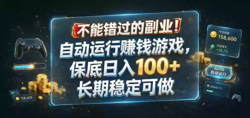 不能错过的副业!自动运行賺钱游戏,保底日入100+,长期稳定可做【揭秘】 不能错过的副业!自动运行賺钱游戏,保底日入100+,长期稳定可做【揭秘】