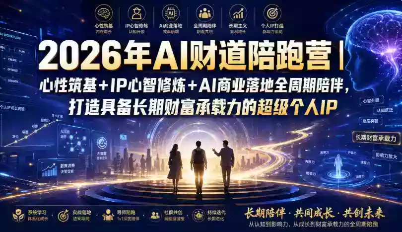 2026年AI财道陪跑营|心性筑基+IP心智修炼+AI商业落地全周期陪伴,打造具备长期财富承载力的超级个人IP 2026年AI财道陪跑营|心性筑基+IP心智修炼+AI商业落地全周期陪伴,打造具备长期财富承载力的超级个人IP
