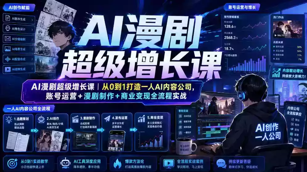 AI漫剧超级增长课|从0到1打造一人AI内容公司,账号运营+漫剧制作+商业变现全流程实战 AI漫剧超级增长课|从0到1打造一人AI内容公司,账号运营+漫剧制作+商业变现全流程实战