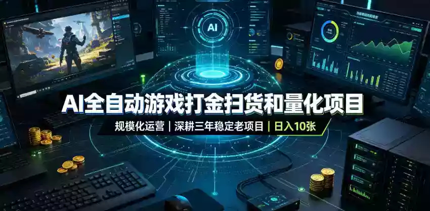 AI全自动游戏打金扫货和量化项目,规模化运营日入10张,深耕三年稳定老项目!【揭秘】 AI全自动游戏打金扫货和量化项目,规模化运营日入10张,深耕三年稳定老项目!【揭秘】