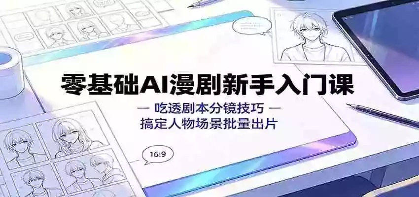 零基础AI漫剧新手入门课：吃透剧本分镜技巧，搞定人物场景批量出片