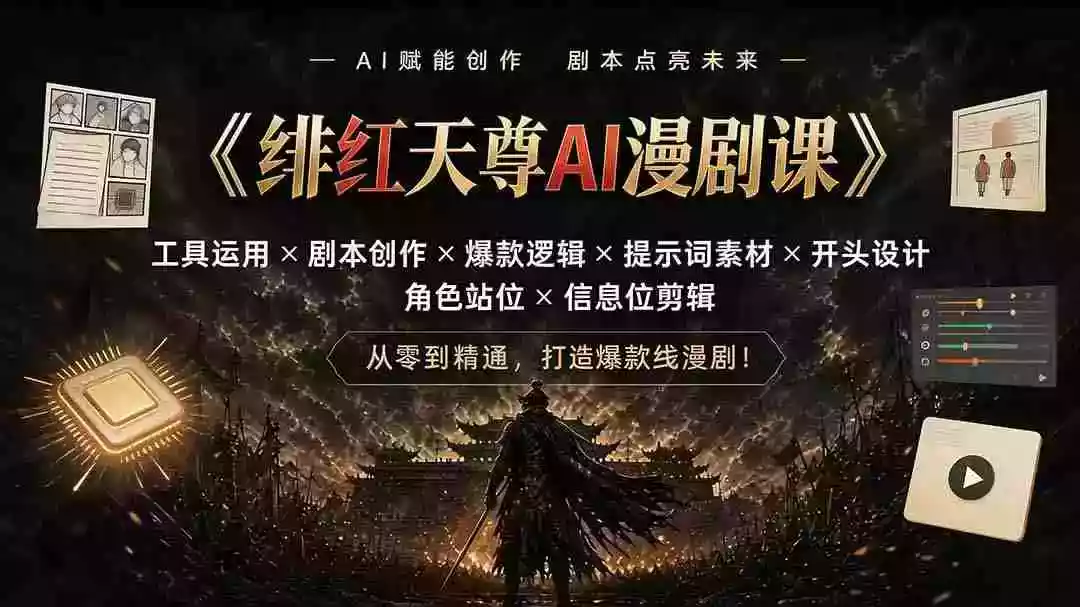 绯红天尊AI漫剧课|工具运用剧本创作爆款逻辑提示词素材开头设计角色站位信息位剪辑 绯红天尊AI漫剧课|工具运用剧本创作爆款逻辑提示词素材开头设计角色站位信息位剪辑
