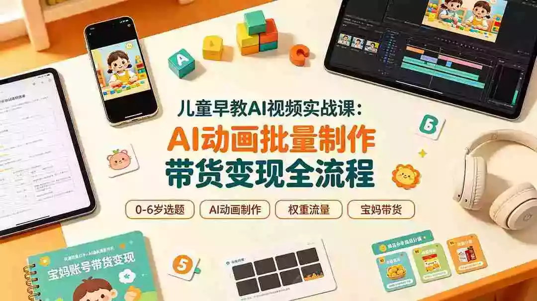 儿童早教AI视频实战课:0-6岁认知选题|AI动画批量制作|权重流量拉升|宝妈账号带货变现全流程 儿童早教AI视频实战课:0-6岁认知选题|AI动画批量制作|权重流量拉升|宝妈账号带货变现全流程