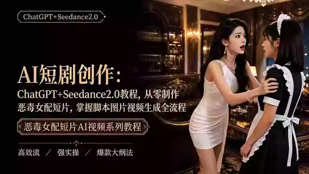 AI短剧创作：ChatGPT+Seedance2.0教程，从零制作恶毒女配短片，掌握脚本图片视频生成全流程