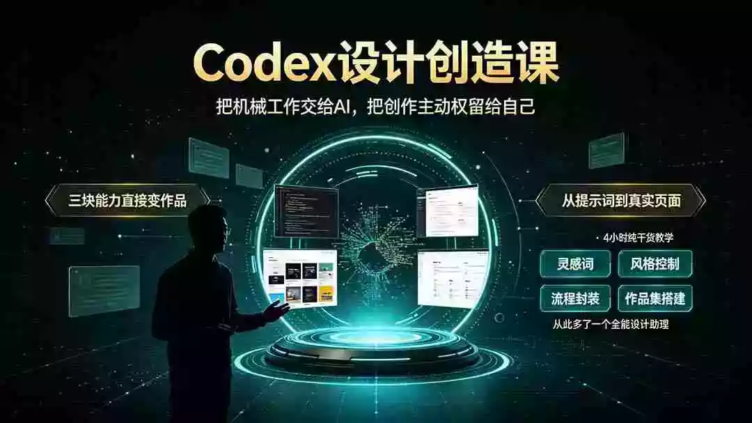 Codex设计创造课-2期,小白也能掌握的Codex设计创造技巧,把机械工作交给AI,把创作主动权留给自己 Codex设计创造课-2期,小白也能掌握的Codex设计创造技巧,把机械工作交给AI,把创作主动权留给自己