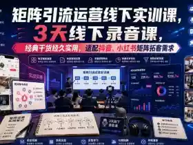 嗨推矩阵引流运营线下实训课,3天线下录音课,经典干货经久实用,适配抖音、小红书矩阵拓客需求