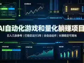 AI自动化游戏和量化躺赚项目,日入几张,已稳定运行3年,全自动运作,长期稳定可落地【揭秘】