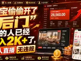 淘宝偷偷开了“后门”,懂的人已经日入2K+了,无人直播无违规,一台电脑=一家24小时营业的线上门店【揭秘】