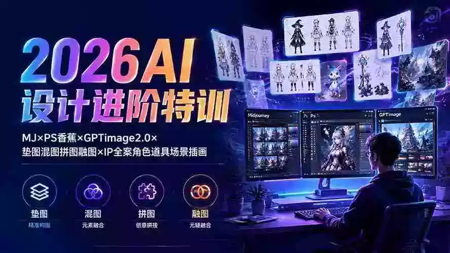 2026AI设计进阶特训:MJPS香蕉GPTimage2.0垫图混图拼图融图IP全案角色道具场景插画 2026AI设计进阶特训:MJPS香蕉GPTimage2.0垫图混图拼图融图IP全案角色道具场景插画