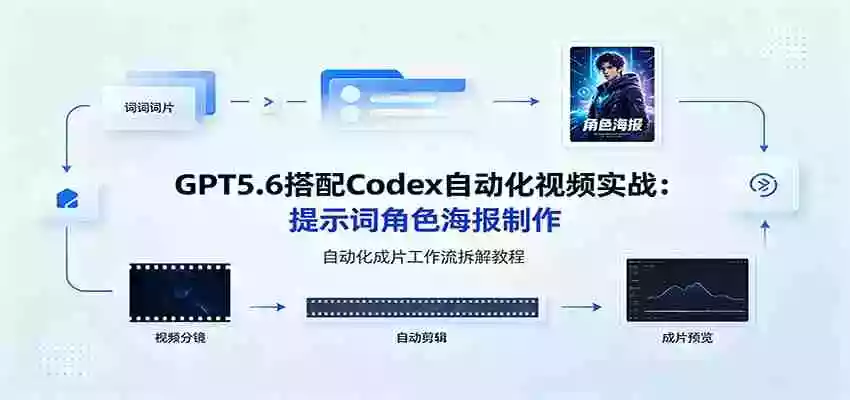 GPT5.6搭配Codex自动化视频实战：提示词角色海报制作，自动化成片工作流拆解教程