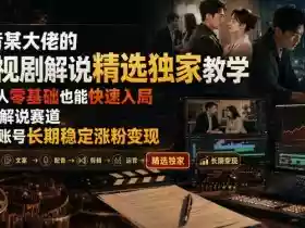抖音某大佬的影视剧解说精选独家教学,普通人零基础也能快速入局影视解说赛道,实现账号长期稳定变现