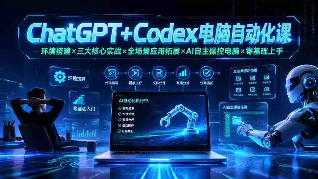 ChatGPT+Codex电脑自动化课:环境搭建三大核心实战全场景应用拓展AI自主操控电脑零基础上手 ChatGPT+Codex电脑自动化课:环境搭建三大核心实战全场景应用拓展AI自主操控电脑零基础上手