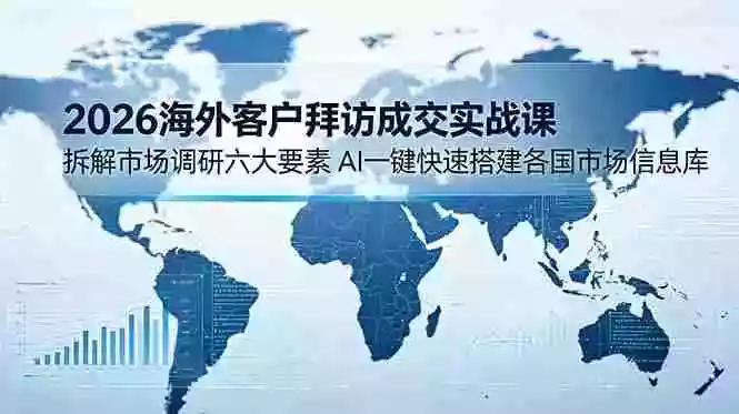 2026海外客户拜访成交实战课：拆解市场调研六大要素，AI一键快速搭建各国市场信息库