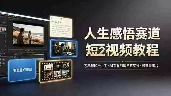 人生感悟赛道短视频教程,零基础轻松上手,AI文案剪辑全套实操可批量出片
