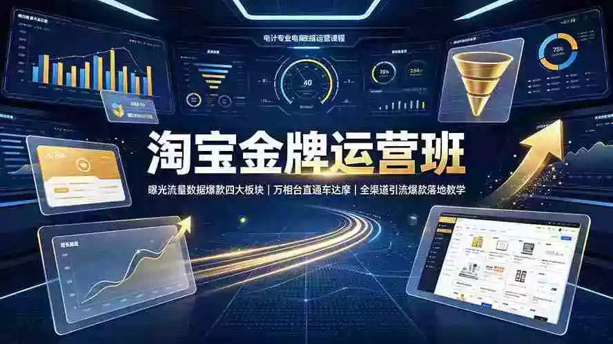 淘宝金牌运营班-7月:曝光流量数据爆款四大板块|万相台直通车达摩|全渠道引流爆款落地教学 淘宝金牌运营班-7月:曝光流量数据爆款四大板块|万相台直通车达摩|全渠道引流爆款落地教学