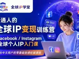普通人的全球IP变现训练营，Facebook/Instagram全球个人IP入门课，零基础全球社媒课程