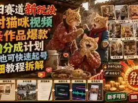 怀旧赛道新玩法,乡村猫咪视频,条条作品爆款,可撸分成计划,新手也可快速起号,详细教程拆解