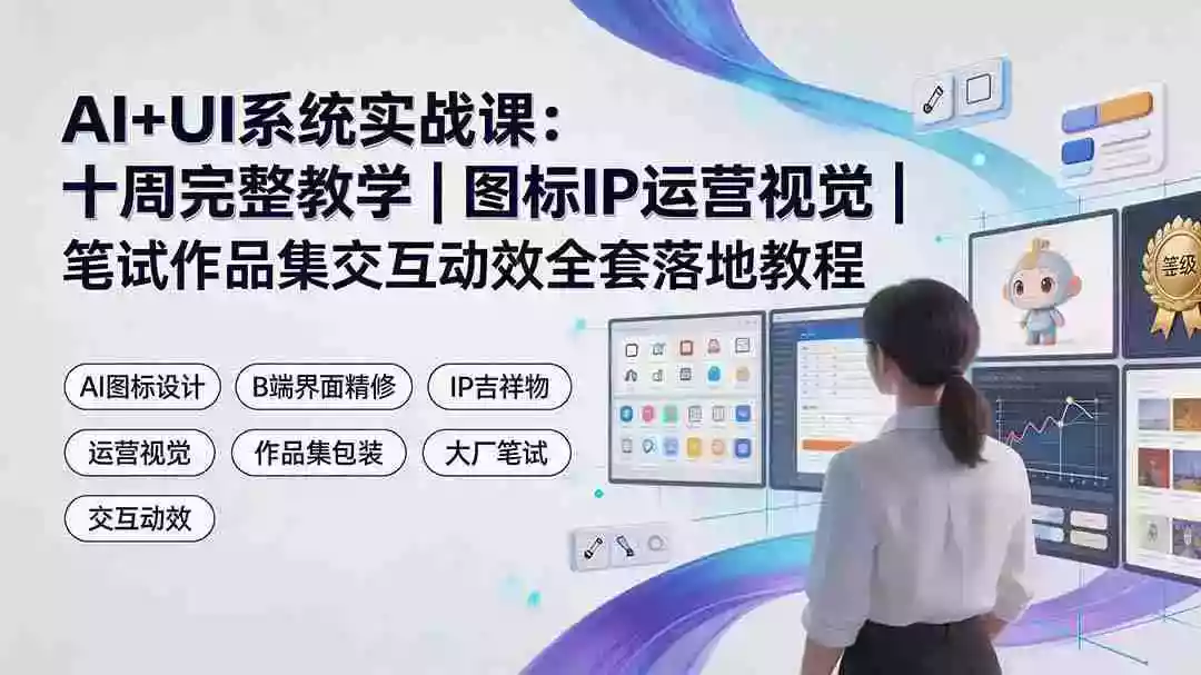 AI+UI系统实战课:十周完整教学|图标IP运营视觉|笔试作品集交互动效全套落地教程 AI+UI系统实战课:十周完整教学|图标IP运营视觉|笔试作品集交互动效全套落地教程