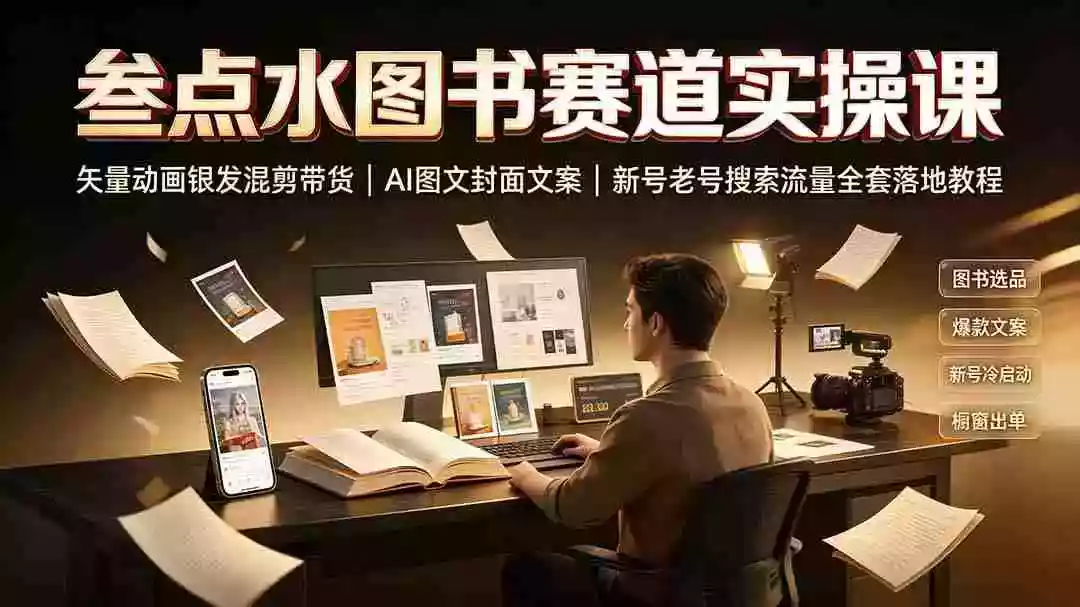 叁点水图书赛道实操课|矢量动画银发混剪带货,AI图文封面文案,新号老号搜索流量全套落地教程 叁点水图书赛道实操课|矢量动画银发混剪带货,AI图文封面文案,新号老号搜索流量全套落地教程