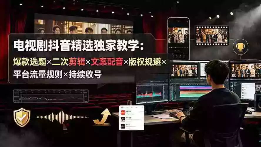电视剧抖音精选独家教学:爆款选题二次剪辑文案配音版权规避平台流量规则持续收益账号 电视剧抖音精选独家教学:爆款选题二次剪辑文案配音版权规避平台流量规则持续收益账号