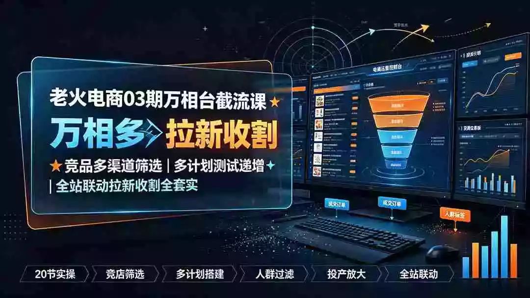 老火电商03期万相台截流课:竞品多渠道筛选|多计划测试递增|全站联动拉新收割全套实操教学 老火电商03期万相台截流课:竞品多渠道筛选|多计划测试递增|全站联动拉新收割全套实操教学