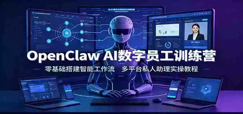 OpenClaw AI数字员工训练营：零基础搭建智能工作流，多平台私人助理实操教程