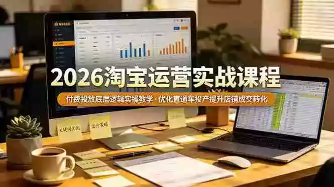 2026 淘宝运营实战课程,付费投放底层逻辑实操教学,优化直通车投产提升店铺成交转化 2026 淘宝运营实战课程,付费投放底层逻辑实操教学,优化直通车投产提升店铺成交转化