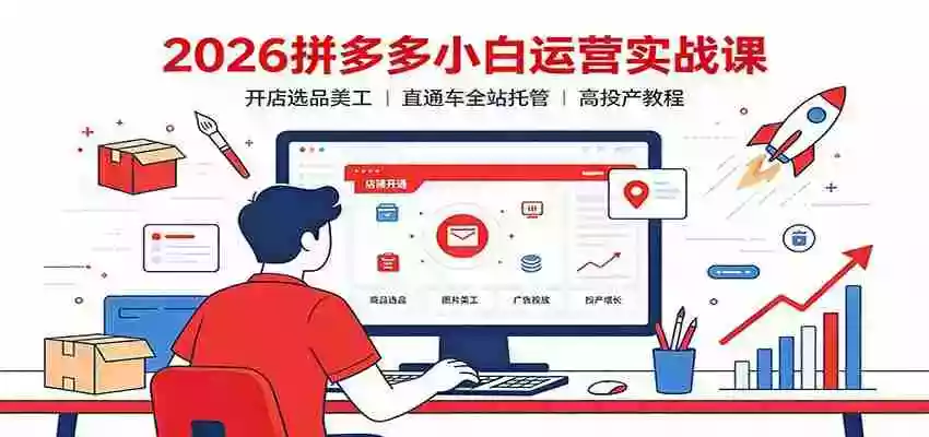 2026拼多多小白运营实战课:开店选品美工,直通车全站托管高投产教程 2026拼多多小白运营实战课:开店选品美工,直通车全站托管高投产教程