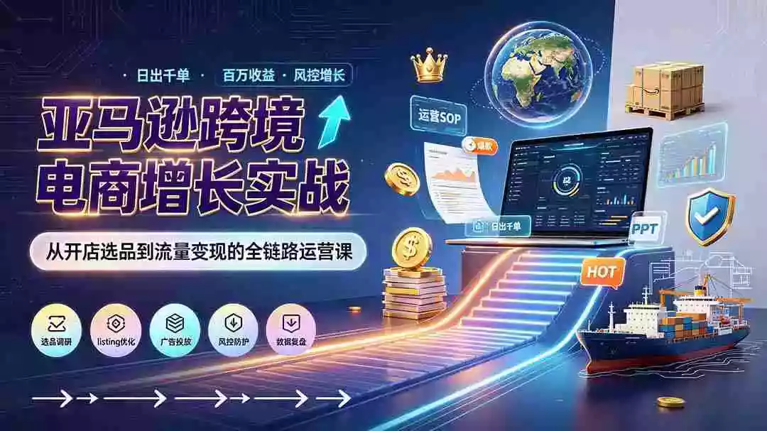 亚马逊0-1孵化特训营8期:从注册风控到稳定日出千单实战,规避审核封店风险,标准化执行流程落地 亚马逊0-1孵化特训营8期:从注册风控到稳定日出千单实战,规避审核封店风险,标准化执行流程落地
