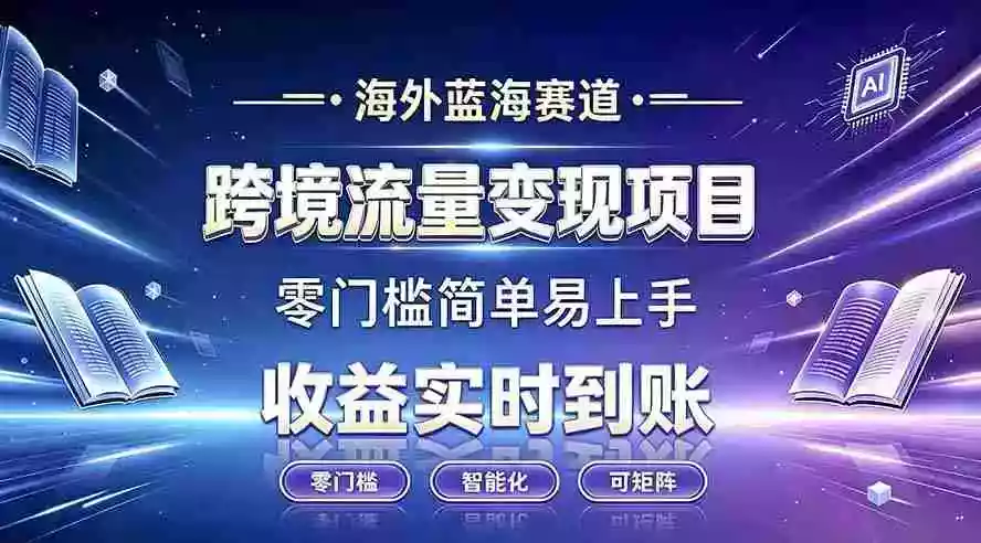 海外蓝海赛道  跨境流量变现项目  收益实时到账  零门槛简单易上手
