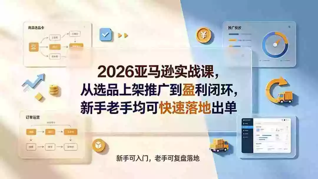 2026亚马逊实战课,从选品上架推广到盈利闭环,新手老手均可快速落地出单 2026亚马逊实战课,从选品上架推广到盈利闭环,新手老手均可快速落地出单
