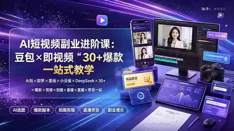 AI短视频副业进阶课:豆包即梦星绘小云雀DeepSeek30+爆款剪辑拍摄直播带货一站式教学 AI短视频副业进阶课:豆包即梦星绘小云雀DeepSeek30+爆款剪辑拍摄直播带货一站式教学