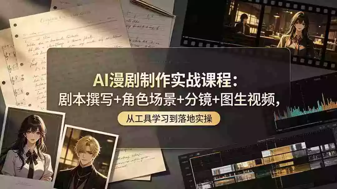 AI漫剧制作实战课程:剧本撰写+角色场景+分镜+图生视频,从工具学习到落地实操 AI漫剧制作实战课程:剧本撰写+角色场景+分镜+图生视频,从工具学习到落地实操
