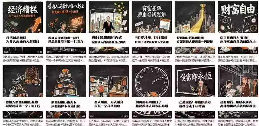 AI书单财富书籍图文解读:手绘黑白风格一键直出几十条视频跑1000单全流程拆解新手可上手 AI书单财富书籍图文解读:手绘黑白风格一键直出几十条视频跑1000单全流程拆解新手可上手