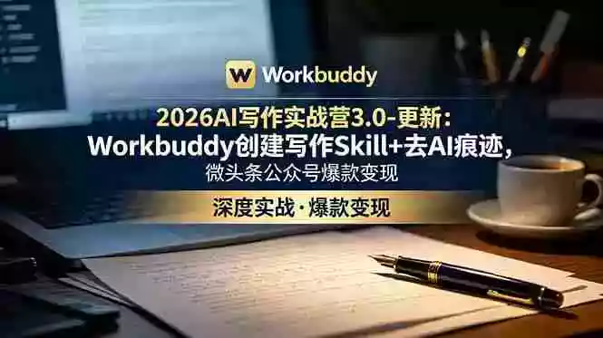 2026AI写作实战营3.0-更新:Workbuddy创建写作Skill+去AI痕迹,微头条公众号爆款变现 2026AI写作实战营3.0-更新:Workbuddy创建写作Skill+去AI痕迹,微头条公众号爆款变现