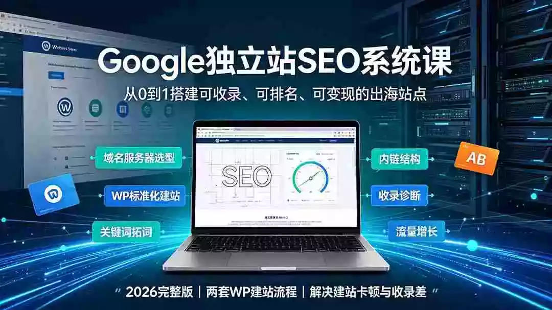 Google独立站SEO-7月系统课：出海基建WordPress建站AI内容生产站内外优化Search ConsoleAdSense变现