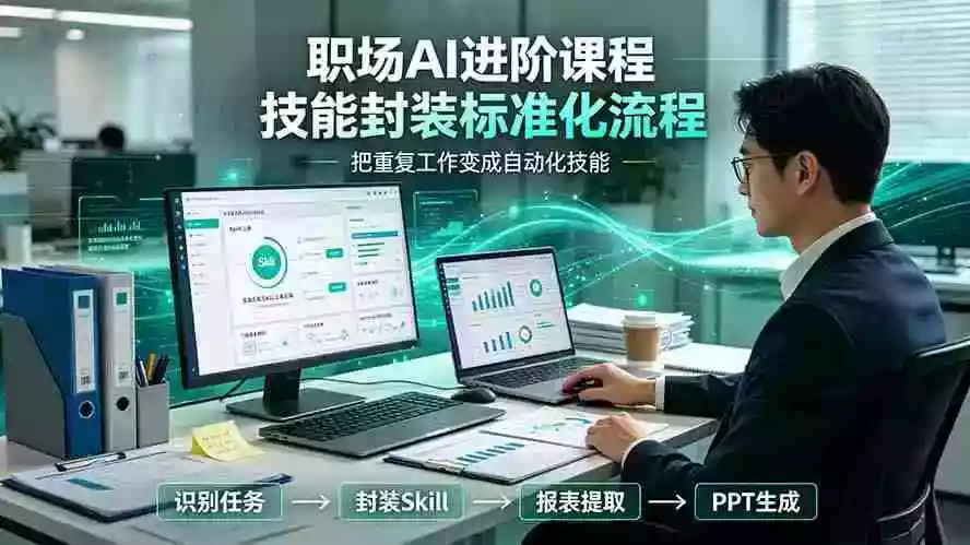 职场AI进阶课程;多类实用Skill工具实操,专属技能封装标准化流程,报表行业报告一键提取核心内容 职场AI进阶课程;多类实用Skill工具实操,专属技能封装标准化流程,报表行业报告一键提取核心内容