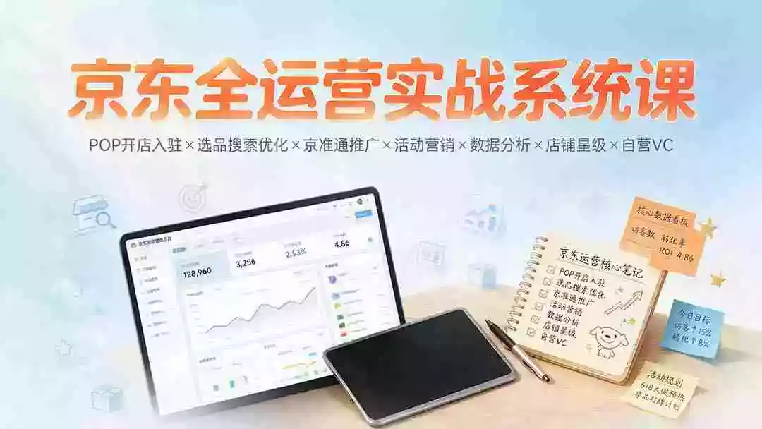 京东全运营实战系统课:POP开店入驻选品搜索优化京准通推广活动营销数据分析店铺星级自营VC 京东全运营实战系统课:POP开店入驻选品搜索优化京准通推广活动营销数据分析店铺星级自营VC