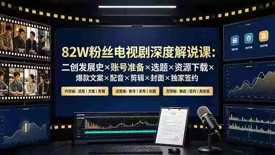82W粉丝电视剧深度解说课:二创发展史账号准备选题资源下载爆款文案配音剪辑封面独家签约 82W粉丝电视剧深度解说课:二创发展史账号准备选题资源下载爆款文案配音剪辑封面独家签约