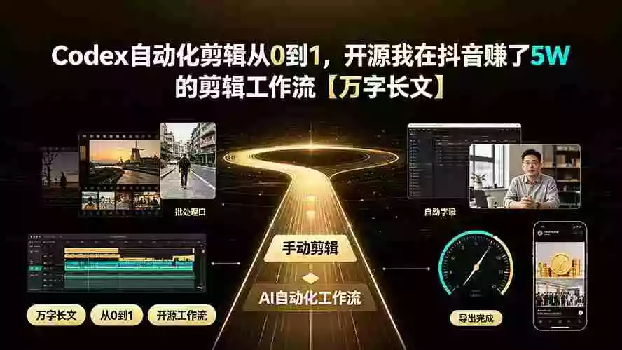 Codex自动化剪辑从0到1,开源我在抖音赚了5W 的剪辑工作流【万字长文】 Codex自动化剪辑从0到1,开源我在抖音赚了5W 的剪辑工作流【万字长文】