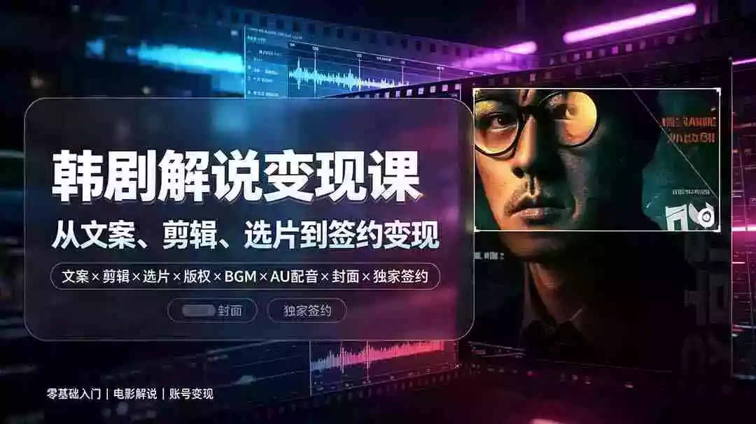 抖音270W粉丝博主亲授韩剧解说课:文案剪辑选片版权BGMAU配音封面独家签约,零基础到变现 抖音270W粉丝博主亲授韩剧解说课:文案剪辑选片版权BGMAU配音封面独家签约,零基础到变现