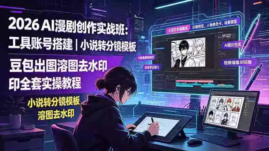 2026AI漫剧创作实战班:工具账号搭建|小说转分镜模板|豆包出图溶图去水印全套实操教程 2026AI漫剧创作实战班:工具账号搭建|小说转分镜模板|豆包出图溶图去水印全套实操教程
