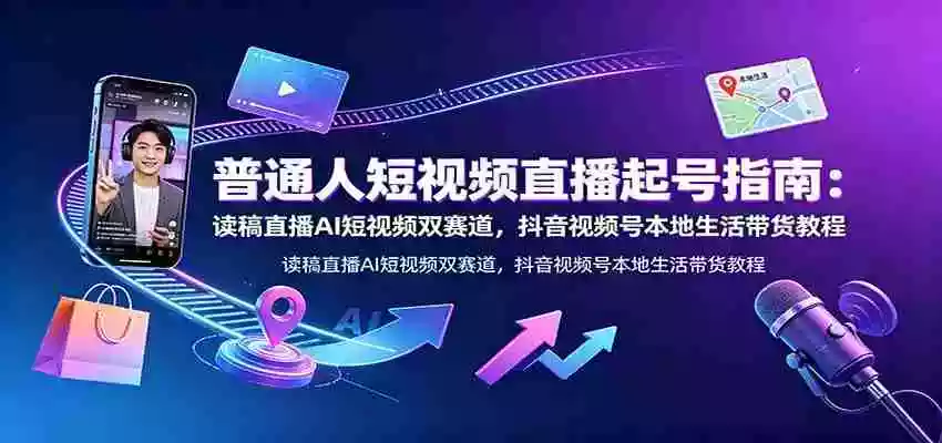 普通人短视频直播起号指南:读稿直播AI短视频双赛道,抖音视频号本地生活带货教程 普通人短视频直播起号指南:读稿直播AI短视频双赛道,抖音视频号本地生活带货教程