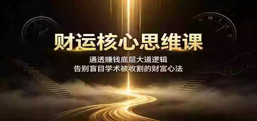 财运核心思维课:通透赚钱底层大道逻辑,告别盲目学术被收割的财富心法 财运核心思维课:通透赚钱底层大道逻辑,告别盲目学术被收割的财富心法