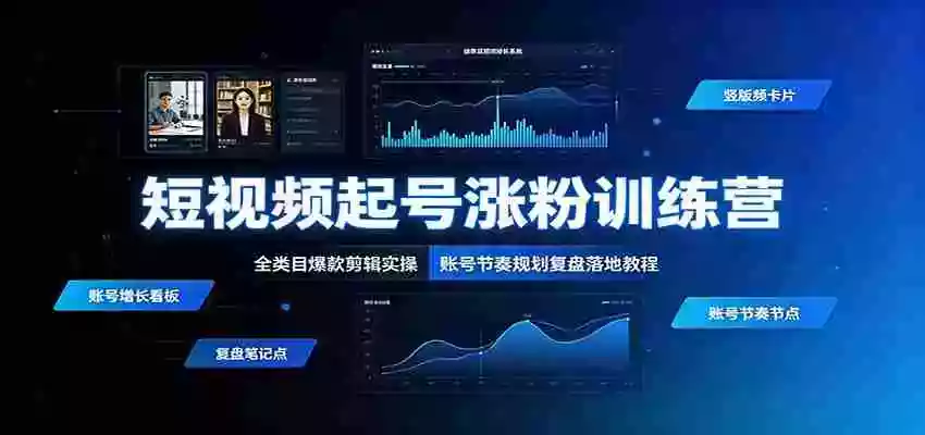 短视频起号涨粉训练营:全类目爆款剪辑实操,账号节奏规划复盘落地教程 短视频起号涨粉训练营:全类目爆款剪辑实操,账号节奏规划复盘落地教程